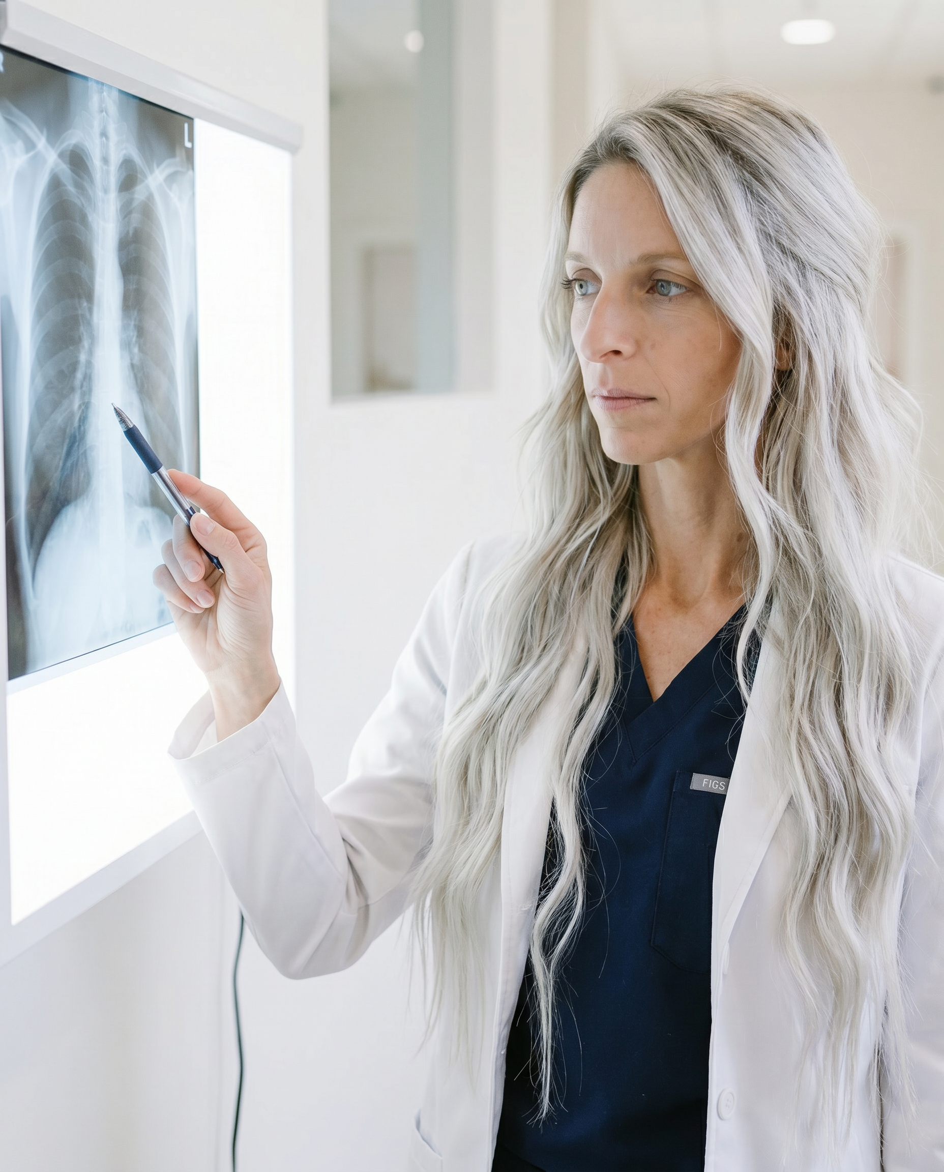 FNP clinician reviewing an X-ray